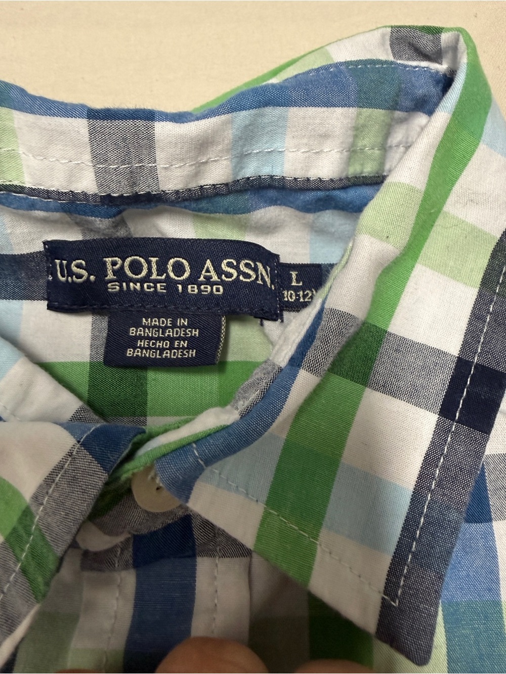 U.S. Polo Assn. Blue, Green & White Plaid Button-Down Shirt - Picture 4 of 4